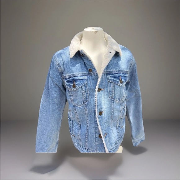 Reformation Sherpa Lined Jean Jacket Small Blue - Picture 1 of 10